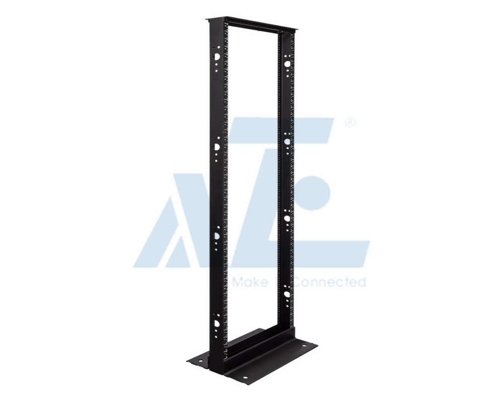 2 Post Open Frame Rack 45U 1224 Threaded Holes Black AZE